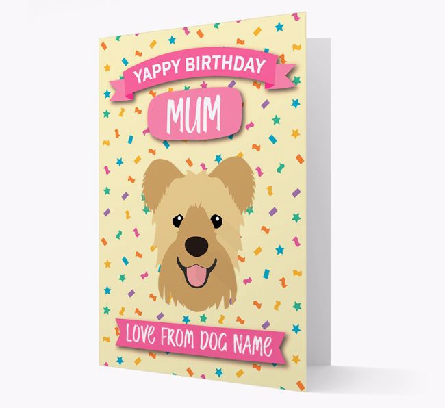 Personalised Card 'Yappy Birthday Mum' with {breedCommonName} Icon